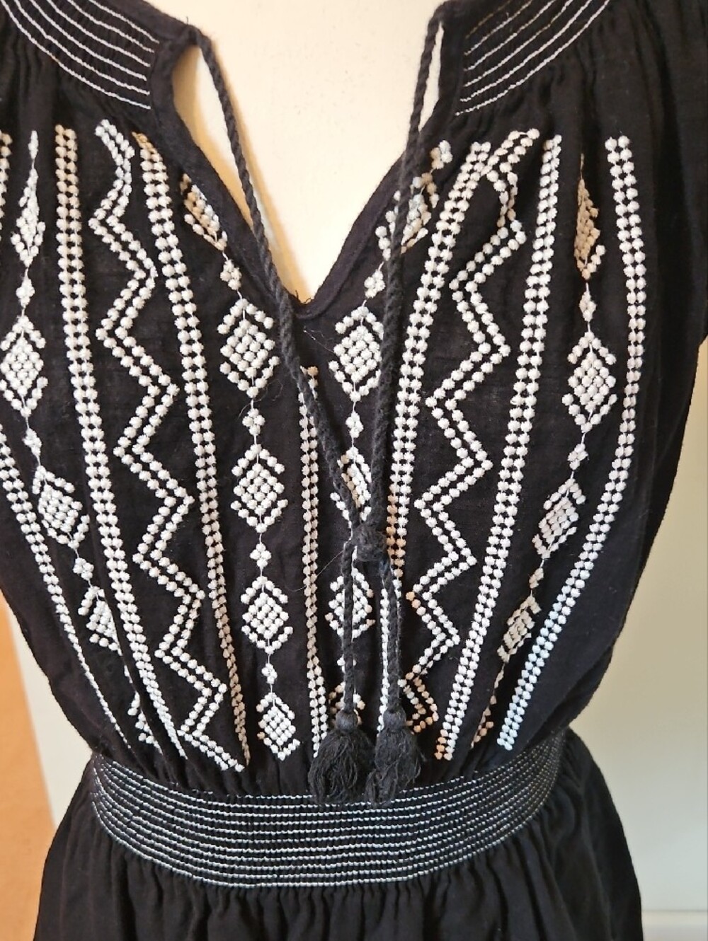 Forever 21 Black Mini Dress with White Embroidery - Picture 2 of 4